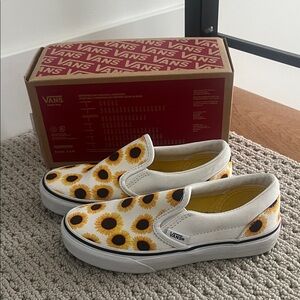 Vans Kids Sunflower Slip-On Sneakers - White and Yellow kids 1